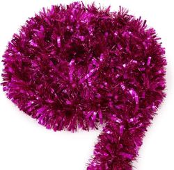 SHATCHI 1.8m/6Ft Deluxe Dikke Dikke Dikke Brede Hot Roze Glanzende Klatergoud Garland Kerstboom Decoraties, Polyethyleen