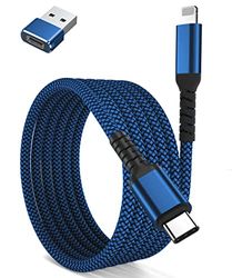 Basesailor USB C naar Lightning Oplaad Kabel 3M met USB A Adapter, MFI-Gecertificeerde Lange Kabel, Type C Power Adapter PD Snel Opladen Kabel voor iPhone 11 12 13 Mini Pro Max 2021, XR SE, Airpods 3