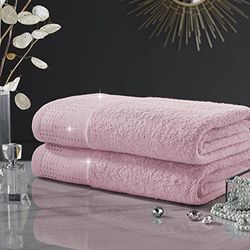 GC GAVENO CAVAILIA Abington Lot de 2 Serviettes de Luxe 100% Coton, Douces et Confortables, Rose pâle, Drap de Bain
