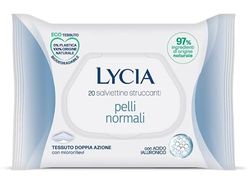 Lycia - Salviettine Struccanti per Pelli Normali, Salviette Struccanti per Viso e Occhi, con Acido Ialuronico, in tessuto 100% naturale, 20 pezzi