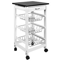 Home Discount Casa de desconto® 3 cestas de armazenamento – carrinho de cozinha com gaveta, cor branca
