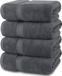 Utopia Towels Set van 4 hoogwaardige badhanddoeken (61 x 137 cm) 100% ringgesponnen katoen 600 g/m², lichtgewicht en zeer absorberende, sneldrogende handdoeken, perfect voor dagelijks gebruik (grijs)