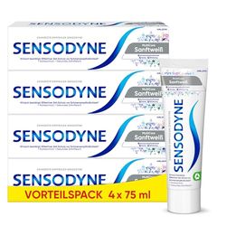 Sensodyne MultiCare pasta do zębów o delikatnej bieli, 4 x 75 ml, codzienna pasta do zębów z fluorkiem, do zębów wrażliwych na ból