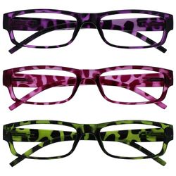 La Société Lunettes De Lecture Pourpre Rose Vert Léger Confortable Lecteurs Valeur Pack 3 Hommes Femmes RRR32-546 +3,50
