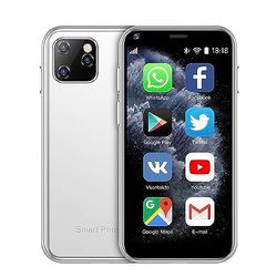 DAM Mini Smartphone XS11 3G, Android, 1GB RAM + 8GB. Pantalla 2,5''.Doble Tarjeta SIM. 4,3x0,9x8,5 Cm. Color: Blanco