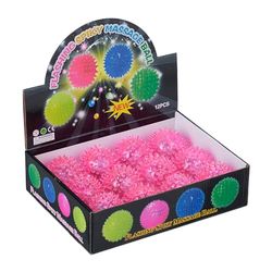 Relaxdays Pelotas Erizo con Luz Led, Set de 12, Bolas Parpadeantes con Pinchos, Juguetes Infantiles, Ø 6,5 cm, Rosa