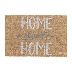 Relaxdays Coir Doormat Sweet Home Welcome Mat with Anti-Slip PVC Underside Coconut, Natural Brown, Polyvinyl Chloride, 60x40 cm