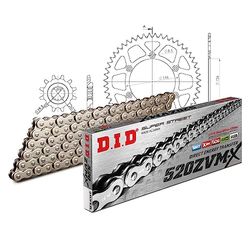 Zestaw łańcuchów DID Alu 520ZVM-X / 112 nieskończenie czarny do Suzuki RM 250 ccm rok prod. 1999-2000