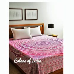 Bedsheets cotton, Queen size sheets, Boho bedframe, Bedroom prints, With 2 white pillow covers, FREE SHIPPING