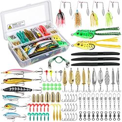PLUSINNO® 102-delat konstgjort bete, set inklusive broderi, wobbler, maskar, jiggkrok, grodor, blinkers och andra tillbehör