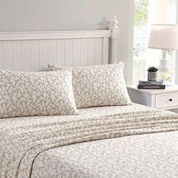 Laura Ashley Home - Dubbla lakan, bomullsflanell bäddset, borstad för extra mjukhet och komfort (Victoria, tvilling)