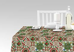 Doge Milano Nappe avec impression numérique, 100% Made in Italy Nappe antidérapante pour salle à manger, lavable et antitache, modèle de Noël - Rizhao, cm 240x140