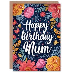 Artery8 Birthday Card Floral Border Design Flower Blooms For Mum Mam Mother Mummy Greeting Card