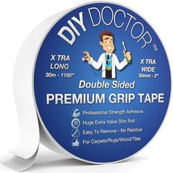 DIY Doctor Nastro Biadesivo Extra Forte per Tappeti - 30 m di Lunghezza e 50 mm di Spessore - Più di 10 Volte più Lungo del Rotolo Biadesivo da 3m - Millechiodi Biadesivo