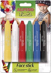 Alpino Maquilhagem Face Stick | pintura facial para crianças e adultos | pintura facial lavável com aplicador | produto cosmético | maquilhagem para festas, 6 barras de maquilhagem