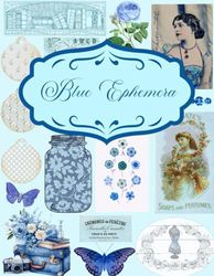 Blue Ephemera for Junk Journal and Scrapbooking: | Blue Ephemera Collection: +170 elements | One-Sided Decorative Paper | Perfect for Card Making, Scrapbooking , Paper Crafting