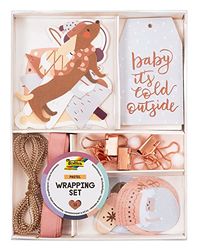 folia 12121 121 Wrapping Set Pastel, 38-delige verpakkingsset voor het vormgeven van mooie cadeau-hangers voor Kerstmis, pastelkleurig