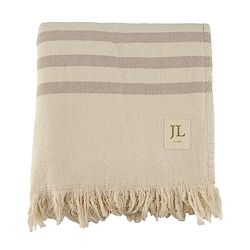 Jean & Len Asciugamano da spiaggia in 100% cotone biologico, con frange, certificato Oeko-TEX e GOTS, morbido cotone sulla parte anteriore e spugna assorbente sul retro, telo mare, 90 x 165 cm