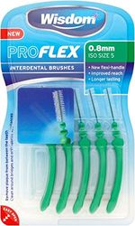 Wisdom Proflex Interdental Brush Green 0.8mm 5pk