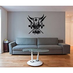 Stickers Crane de Bison et Plume d'Indien - Rouge, L 50cm x H 54cm
