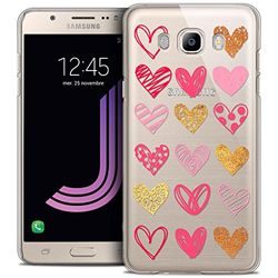 Caseink - fodral för Samsung Galaxy J7 2016 (J710) [Crystal HD Collection Sweetie Design Doodling Hearts - hårt - ultratunt - tryckt i Frankrike]