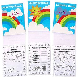 Baker Ross FC962 Rainbow Mini Activity Books for Kids - Pack of 12, Entertaining Travel Activities, Party Favours, and Colouring Books for Children