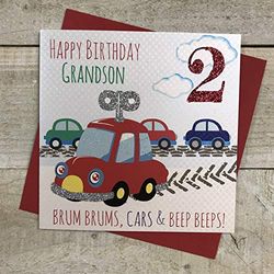 WHITE COTTON CARDS G82-2GS "Happy Birthday Grandson 2" Handgemaakte 2Nd Verjaardagskaart