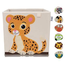 LIFENEY Children's Storage Box with Tiger Motif, Toy Box with Animal Motif, Suitable for Cube Shelves, Organiser Box for the Children's Room, Storage Basket Children