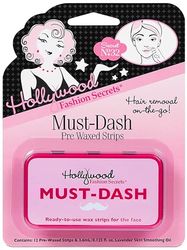 Hollywood Fashion Secrets - Must Dash Pre-Waxed Strips - Women - 12 Count - Instant Facial Hair Removal - No-Heat Wax Strips for Upper Lip Chin and Face - Smooth Skin in Seconds