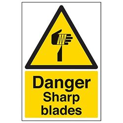 Vsafety 65026 Au-s "Danger Lames tranchantes" Sign, portrait, 200 mm x 300 mm (lot de 3)