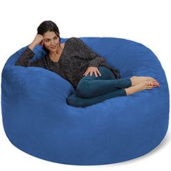 CHILL SACK Bean Bag Stoel: Gigantische Memory Foam Meubeltassen en Grote Luier - Grote Bank met Enorme Waterbestendig Zachte Micro Suede Cover - Koningsblauw, 5 Voeten