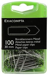 Exacompta 14746E 100 stuks paperclips zilver 30 mm van metaal in praktische opbergdoos