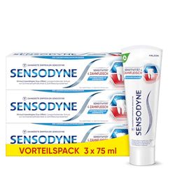 Sensodyne Pasta do zębów wrażliwa i dziąseł, 3 x 75 ml, pasta do zębów dla poprawy zdrowia dziąseł i zmniejszenia wrażliwości na ból