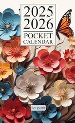 Pocket Calendar 2025-2026 for Purse: Small 2-Year Monthly planner from January 2025 to December 2026-Floral Cover