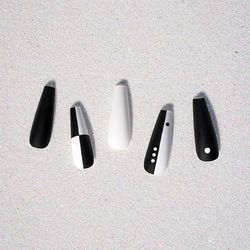 EBIN NEW YORK 3D CHIC - GAMBIT | Press on Nails Long and Extra Long Coffin Style, Colorful Patterns False Nails for Daily Wear, Festival, and Holiday Nails