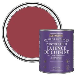 Rust-Oleum Peinture Rouge Résistante à l'eau pour Faïence de Cuisine, Finition Satinée - Soho 750ml