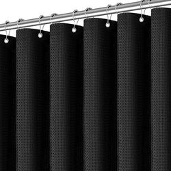 PANGSINNE Tenda da doccia nera da 256 g/m², resistente, in tessuto a nido d'ape, tende da doccia in tessuto zavorrato, per hotel e spa, tenda da bagno di lusso in poliestere con 12 ganci, 182 x 182 cm