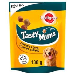 Pedigree Tasty Minis, Snack Cane al Pollo e Anatra, 6 Confezioni da 130g ciascuna