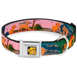 Buckle-Down DYAK Simba Full Color Hond Kraag, Disney, WM - Fits 16-23" - 1.5" Wide, Multi kleuren