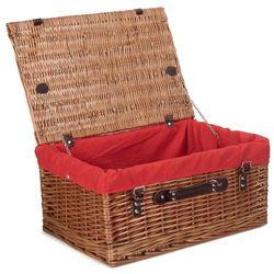 51cm Double Steamed Picnic Wicker Basket with Red Lining