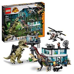 LEGO Jurassic World Ataque del Giganotosaurio y el Therizinosaurio, Dinosaurios de Juguetes, Dino, Helicóptero para Construir, Figura de Animales y Minifiguras de Personajes de la Película 2022 76949