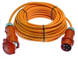 as - Schwabe Rallonge électrique haute tension 25 m H07BQ-F 5G6 - Fiche d'inversion CEE - 400 V, 32 A, 6h, environ 22 kW - Pour chantier, jardin, extérieur - 5 broches - IP44 - Fabriqué en Allemagne