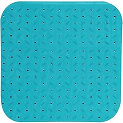 MSV Premium Shower Mat Antibacterial Non-Slip with Suction Cups Light Blue Rose Scent Approx. 54 x 54 cm Washable at 60 °C