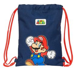 SUPER MARIO WORLD – Zaino a sacco piatto, per bambini, ideale per bambini di diverse età, comodo e versatile, qualità e resistenza, 26 x 34 cm, colore blu navy, Blu navy, Estándar, Casual