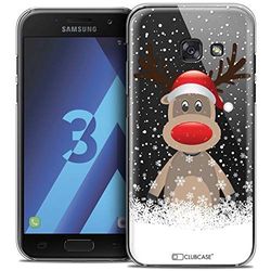 Caseink - fodral för Samsung Galaxy A3 2017 (A320) [Crystal HD Motif Christmas 2017 design hjort i mössan - hård - ultratunn - tryckt i Frankrike]
