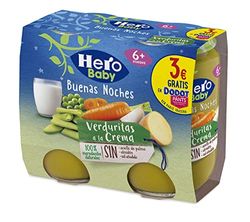 Hero Baby Buenas Noches Tarritos de Verduritas a la Crema - Para Bebés a Partir de los 6 Meses - Pack de 2 x 190 gr