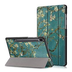 Samsung Galaxy Tab S6 fodral, vikbart fodral för Samsung Galaxy Tab S6 surfplatta, magnetiskt fodral med pennfunktion (aprikosblomma)