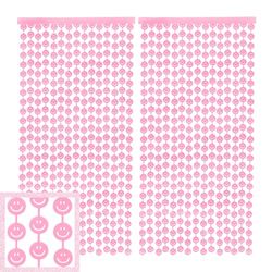 xo, Fetti Smiley Face Pink Foil Curtain Party Decorations - Set of 2 | Happy Pastel Birthday Party Decorations, Cute Bachelorette Party Photo Booth Backdrop, Baby Shower Supplies, Cute Preppy Party