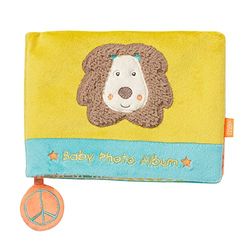 Fehn álbum de fotos leão - livro de recordações para auto-desenhar e sentir feito de tecido - álbum brinquedo de nascimento para bebés e crianças de 0 meses para memorizar rostos e aprender nomes