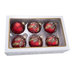 Kurt Adler Set of 6 Pinecone Glass Ball Ornaments